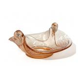 Vintage pink swan depression dish, 7ï¿½ X 7 3/4ï¿½