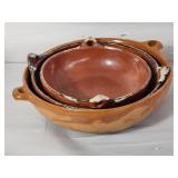 Vintage Mexican handmade terracotta nesting bowls