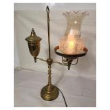 Mid Century brass & floral pattern hurricane lamp