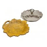 Pair of mid century ceramic leaf dishes10 1/2ï¿½