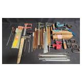 Mini clamp, Marbles jointed rifle rod, etc., box