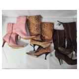 3 pairs of womans high heels, leather & suade
