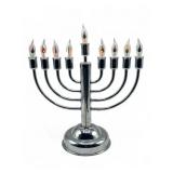 Vintage metal lighted menorah with flickering