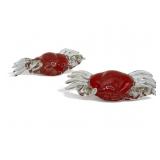 Pair of Murano style art glass crab statues