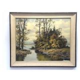 Vintage oil on artist board landscape