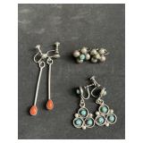 Group of sterling silver earrings
