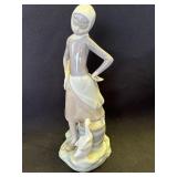 Lladro girl with milk pail & goose porcelain