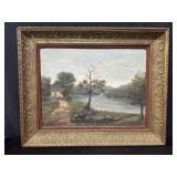 Vintage oil on canvas in ornate gilt frame