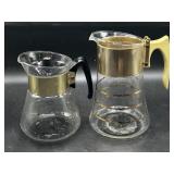 Pair of mid century glass coffee carafe pitchers