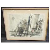 Edward Reep Los Angeles Cityscape painting,