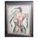 Signed and dated nude abstract painting