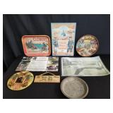 Box of vintage trays and historical American