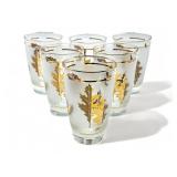 6pc Mid-century Libbey gold leaf glasses, 4 3/4ï¿½