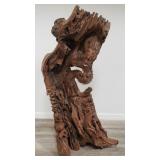 Hand carved wood dragon sculpture