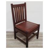 L.&J.G. Stickley leather oak side chair