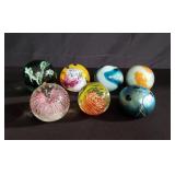Group of decorative glass paper weights