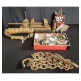 Box of vintage utility parts