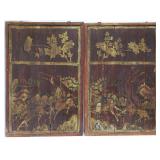 Pair of vintage hand painted Asian wall plaques