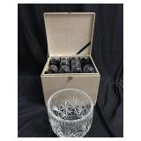 Vintage crystal punch bowl & glass set in box