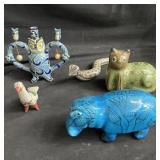 Group of Mexican animal figurines