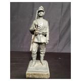 Spelter military figurine on marble base