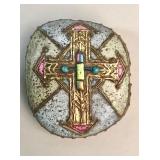 Vintage cross-form-decorated stone