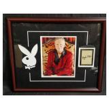 Hugh Hefner signed card in frame