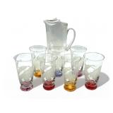 Vintage Pyrex tropical flower glasses & pitcher