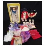 Box of dolls and handkerchiefs
