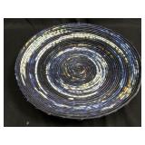 Decorative blue woven basket, 17 1/2" diam.