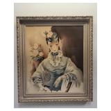 Vintage Art Deco style hand signed & colored