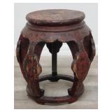 Antique red lacquered Asian stool