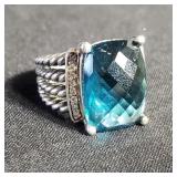 David Yurman sterling silver ring with diamonds