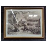 Framed lithograph "Holding the Line"