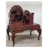 Vintage 2 pc. highly carved Asian desk, as is