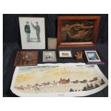 Box of miscellaneous, framed art, Norman