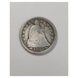 1853 seated liberty silver US 1/2 dime coin with