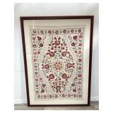 Large Vintage Suzani Uzbekistan embroidery framed