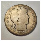 1899-S US Barber silver 1/2 dollar coin key date