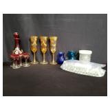 Box of various glass art pieces