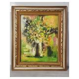 Mid Century hand signed oil on canvas floral