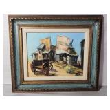 Vintage hand singed oil on canvas western theme