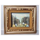 Vintage hand signed oil on canvas street scene