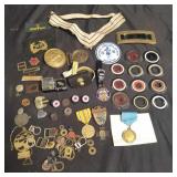 Groups of pins and badges