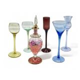 Vintage 6pc cordial glass set & perfume bottle
