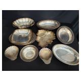 Box of silver plated trays and bowls