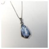 Sterling silver necklace with blue semi precious