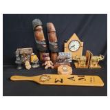 Box of miscellaneous figurines and clocks