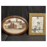 Pair of framed vintage photo prints, box lot