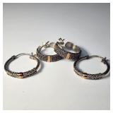 2 pairs of sterling silver 14k gold earrings